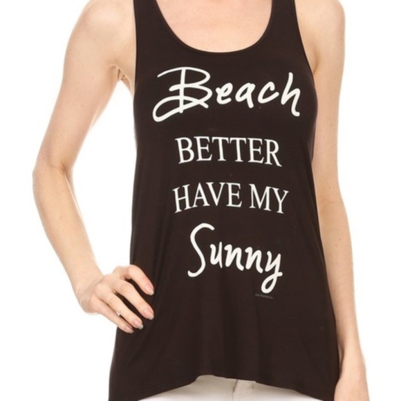 Bellanblue Tops - Beach Graphic Tank - BLACK